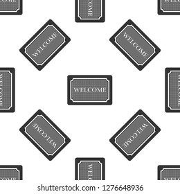Doormat with the text Welcome icon seamless pattern on white background. Welcome mat sign. Flat design. Vector Illustration