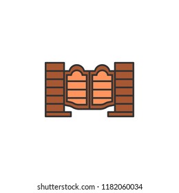 doors to the bar colored icon. Element of wild west icon for mobile concept and web apps. Cartoon doors to the bar icon can be used for web and mobile