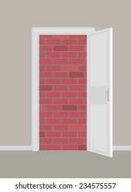 Doors to brick wall concept. EPS8.