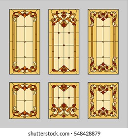 Doors classic - stained glass. Vector.