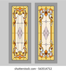 Doors classic - stained glass. Vector.