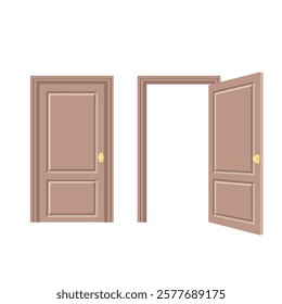 Doors. Closed and open doors. Vector image on a white background.