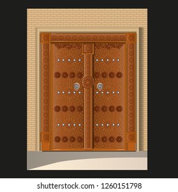 The doors of different gray colors on a gray wall