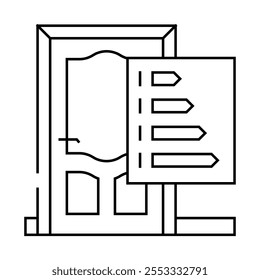 Türen energieeffiziente Linie Symbol Vektor. Türen energieeffizientes Schild. isoliertes Kontursymbol, schwarze Illustration