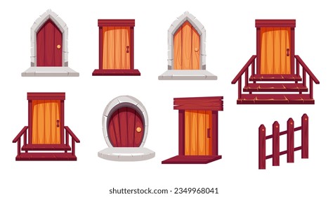 La puerta de entrada de la casa de juegos está aislada. Ilustración de diseño gráfico plano vectorial