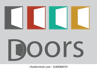 doors icon design with Typography 