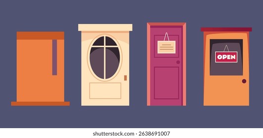 Doors isolated design element set. Vector flat graphic design illustration