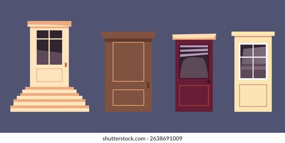 Doors isolated design element set. Vector flat graphic design illustration