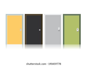 Doors isolated on white background , concept of different door knob vector. Illustration