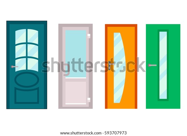 Doors Isolated Vector Illustration Entrance Doorway Stock Vector