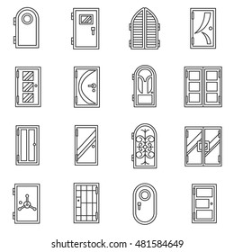 doors linear icons set