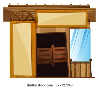 Doors on building in western style illustration