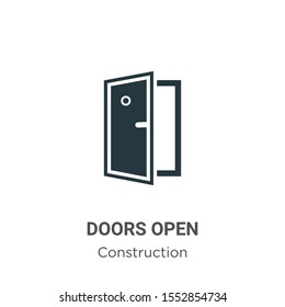 Doors open vector icon on white background. Flat vector doors open icon symbol sign from modern construction collection for mobile concept and web apps design.