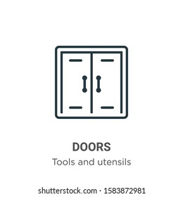 Doors outline vector icon. Thin line black doors icon, flat vector simple element illustration from editable tools and utensils concept isolated on white background