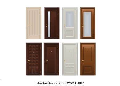 The doors are realistic different beautiful entrance plastic and wood.