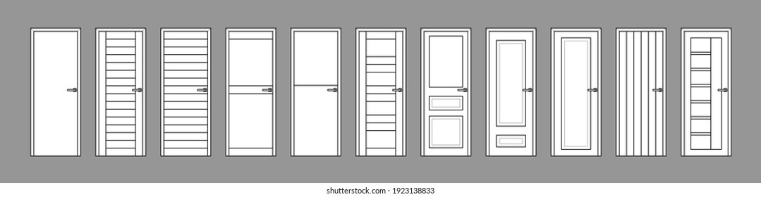 doors set. interior design concept. interior doors for home - vector illustration in flat style. range of doors for home or office