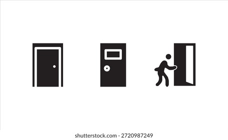 Conjunto de puertas abiertas y cerradas conjunto de iconos de puertas,