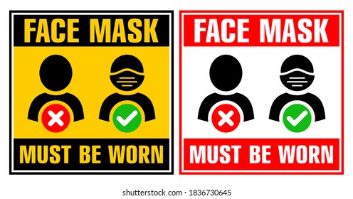 Doors Sign Face Mask Required Protective Stock Vector (Royalty Free ...