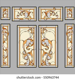 Doors - stained glass. Vector.