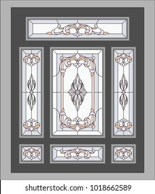 Doors - stained glass windows. Vector.