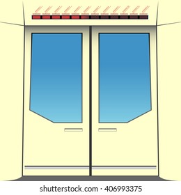 Doors of subway train. Vector illustration. EPS 10, opacity