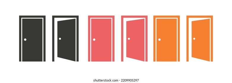 Doors vector set icon. Different colors vector set design template