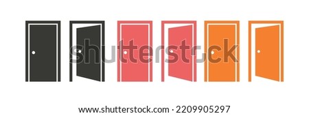 Doors vector set icon. Different colors vector set design template