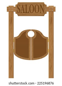 Doors In Western Saloon Wild West Vector Illustration Isolated On White Background