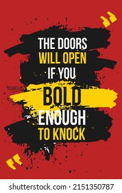 doors will open if you bold enough to knock motivational poster quote wall decoration text saying