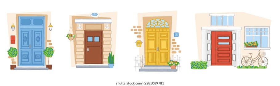 Doors and windows collection. Vector illustration