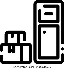 doorstep delivery outline icon vector design illustration ( ecommerce icon set )