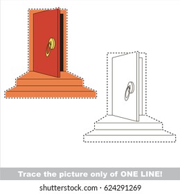 Doorway to be traced only of one line, the tracing educational game to preschool kids with easy game level, the colorful and colorless version.