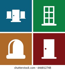 Doorway icons set. set of 4 doorway filled icons such as door