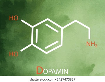 dopamin formula. Vector thin line icon of   dopamine  molecular structure 