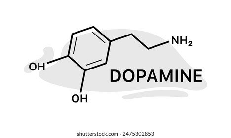 Anuncio de dopamina. Anuncio de elemento químico. Estilo lineal y plano. Ilustración vectorial.
