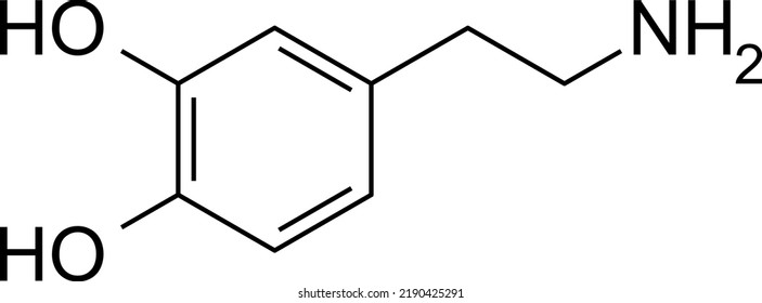 dopamine hormone chemical structure made with simple nodes and curves