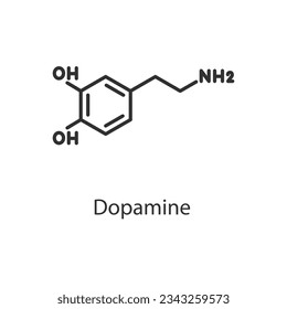 Dopamine hormone. Line with editable stroke