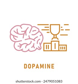 Dopamine icon in outline style. Hormone sign. DA is a neuromodulatory molecule that plays important roles in cells. Organic chemical. Editable vector illustration isolated on a white background.