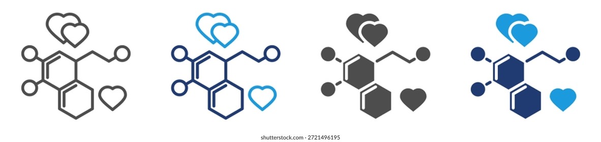 Dopamin-Icon-Blatt mit mehreren Stilen