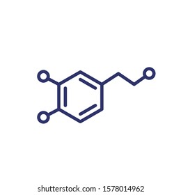 Dopamine Molecule, Line Vector Icon