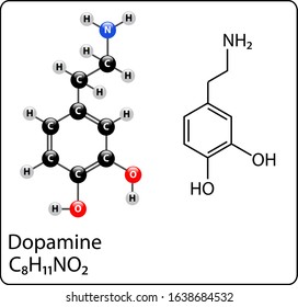 Dopamine Molecule Structure ball and stick