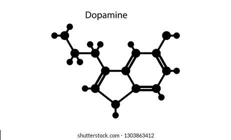 Dopamine molecule vector. Molecular structure vector design. Dopamine structure