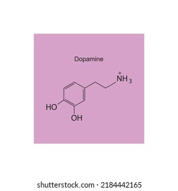 Dopamin-Neurotransmitter, chemische Struktur auf violettem Hintergrund.