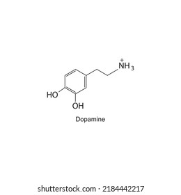 Dopamin-Neurotransmitter, chemische Struktur auf weißem Hintergrund.