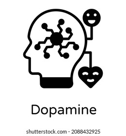A dopamine neurotransmitter in solid icon