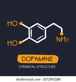 Dopamine, Skeletal chemical formula, Vector illustration.