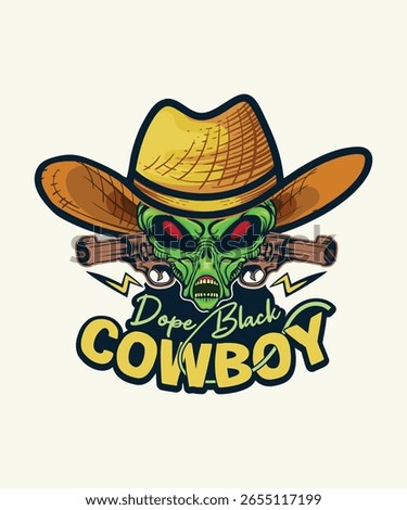 Dope black cowboy alien hat vintage t-shirt graphic