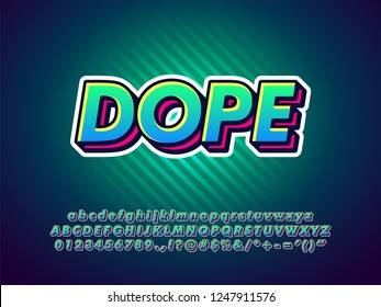 dope cool green graffiti typeface with highlight gradient color and shadow effect, outline simple style for young youth street and urban art 