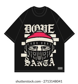 Dope Santa Design Style Camiseta gráfica fresca y atrevida para la marca de ropa urbana