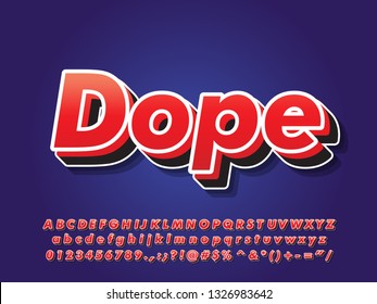 Dope sticker font effect with 3D style, youth outline tyography